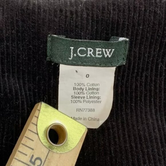 J.Crew Womens Size 0 Corduroy Black One Button Blazer Lined Cotton Cord Preppy - Picture 5 of 9